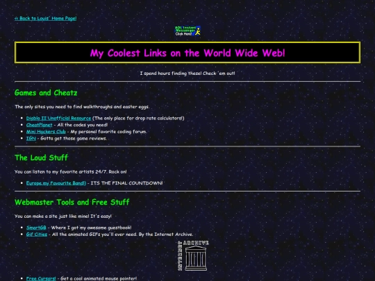 links screenshot
