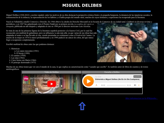 Pagina web Miguel Delibes screenshot