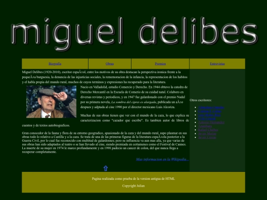 Tabla de Miguel Delibes (Biografia) screenshot