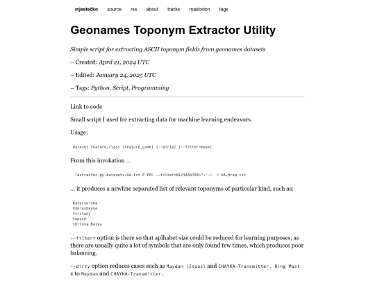 articles/toponym-extractor screenshot