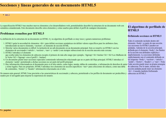 modulo 1/Secciones y líneas generales de un documento HTML5 screenshot