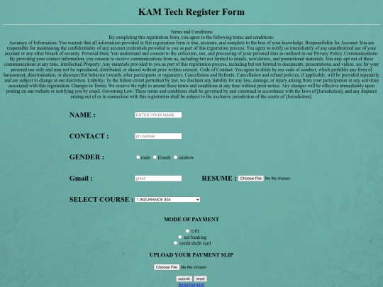 kam tech/reg screenshot
