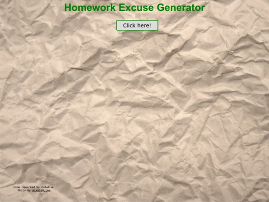 HomeworkExcuseGenerator screenshot