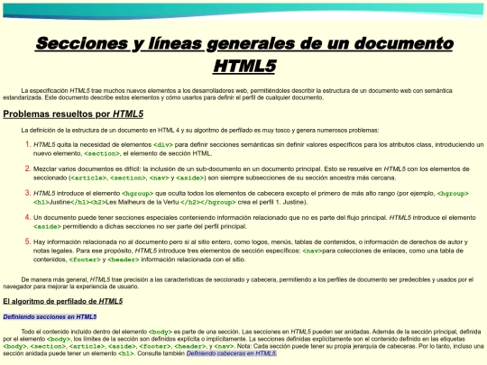 Obligatorio 1/Secciones y líneas generales de un documento HTML5 screenshot