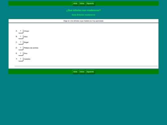 Arboles/HOTPOTATOES/Árbolesymadera screenshot