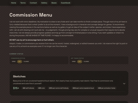 commissions screenshot