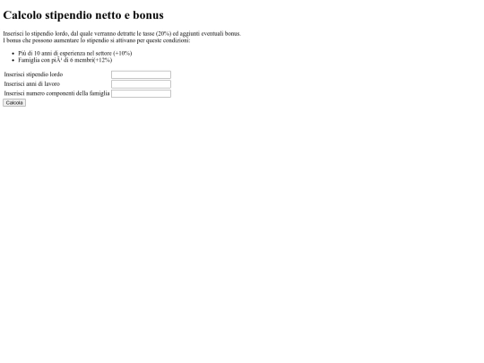 esercizio-stipendio screenshot