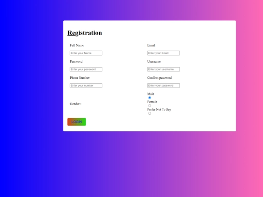 small projects/login page/registration screenshot