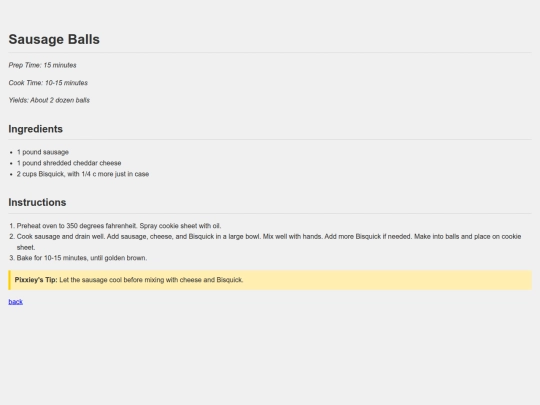 recipe/sausageballs screenshot