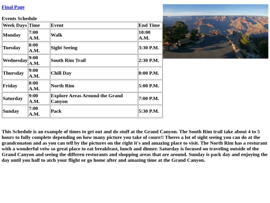 Schedule screenshot