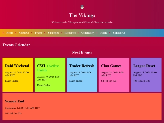 events screenshot