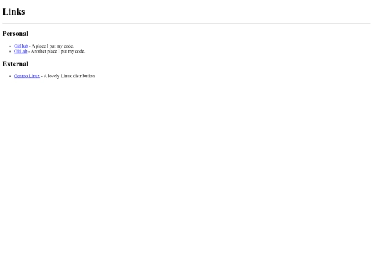 links screenshot