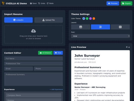 ai/showcase/cv-zilla-demo screenshot