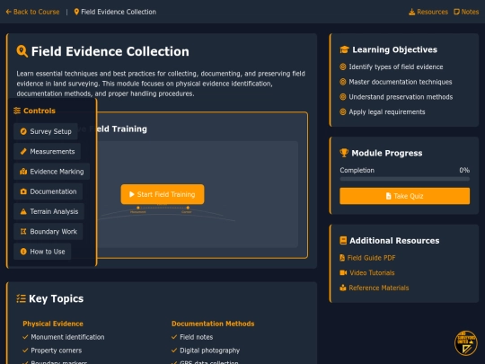 app/ce/lectures/field-evidence/field-training screenshot