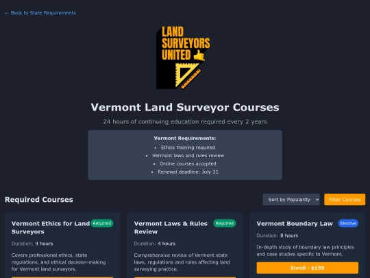 app/ce/overviews/vermont-courses screenshot