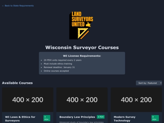 app/ce/overviews/wisconsin-courses screenshot