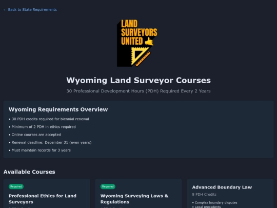app/ce/overviews/wyoming-courses screenshot