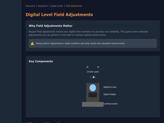 app/ce/portals/resources/equipment/field-adjustments screenshot