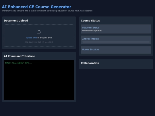 app/dashboards/coursegen screenshot