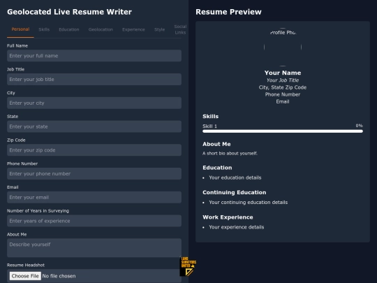 sidebar/georesume screenshot