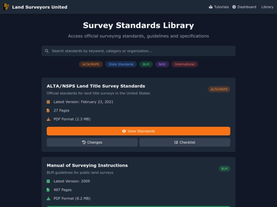 standards screenshot