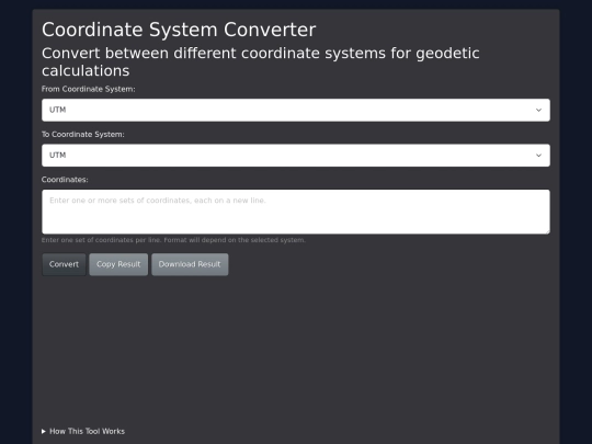 toools/coordinatetransformation screenshot