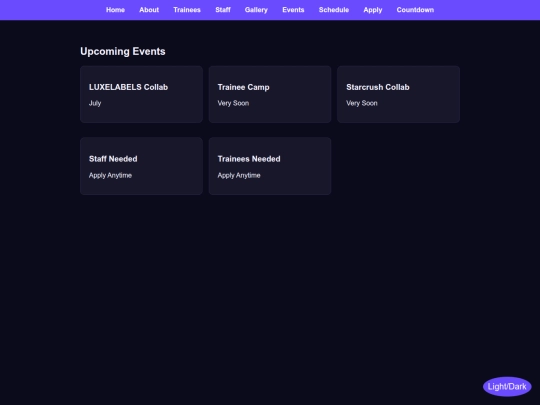 events screenshot