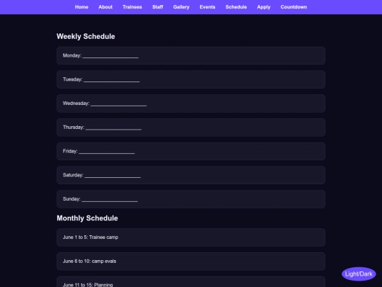 schedule screenshot
