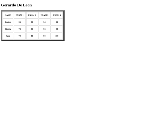 Table screenshot