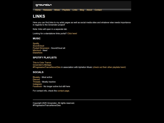 links screenshot