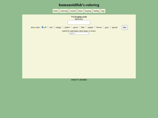 neotcg-main/neotcg/keepingcardsN-Z screenshot