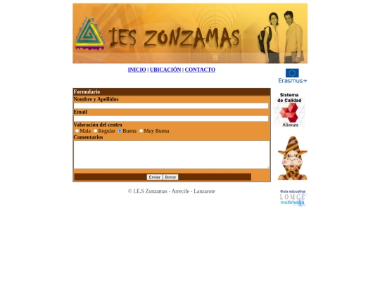 html ies zonzamas/ieszonzamasform screenshot