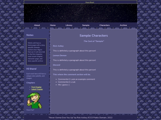 SampleCharacterPage screenshot