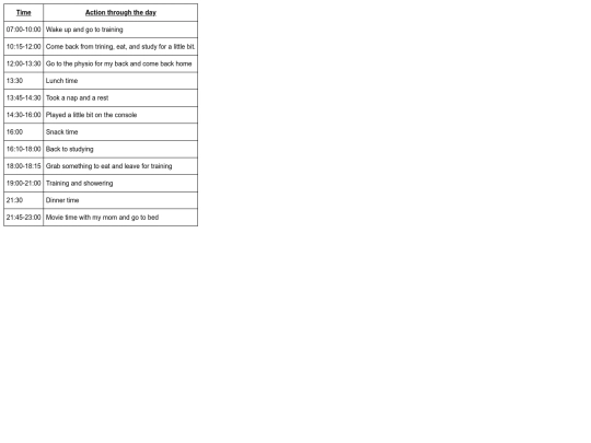 schedule screenshot