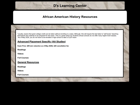 Learning Center Pages/AAHistory screenshot
