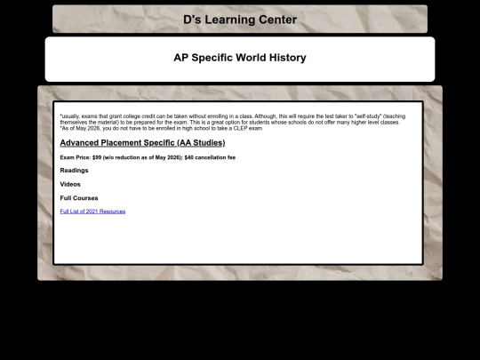 Learning Center Pages/APWH screenshot