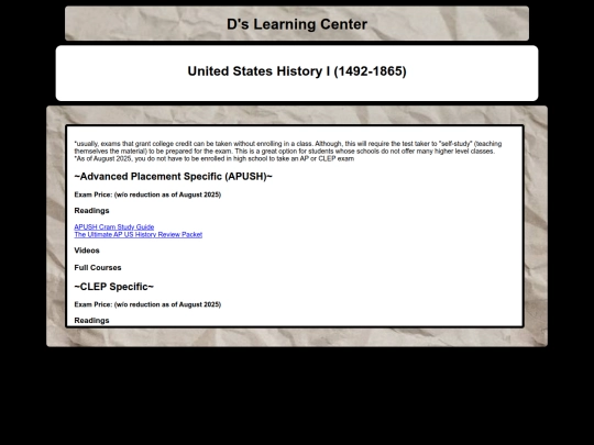 Learning Center Pages/USHistoryI screenshot