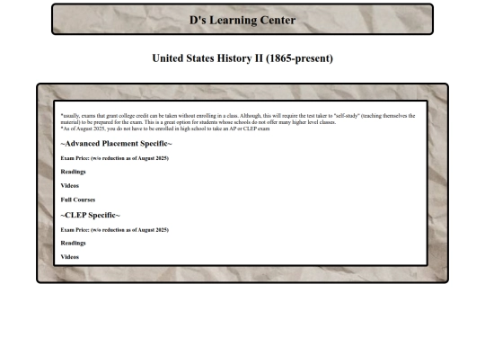 Learning Center Pages/USHistoryII screenshot