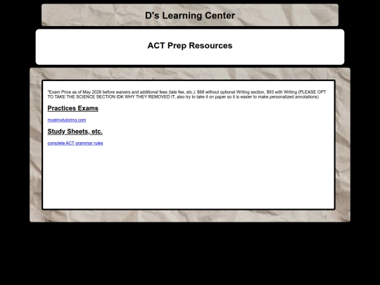 Learning Center Pages/actprep screenshot