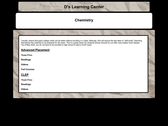 Learning Center Pages/chemistry screenshot