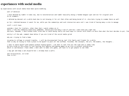 blogging/experiances with social media screenshot
