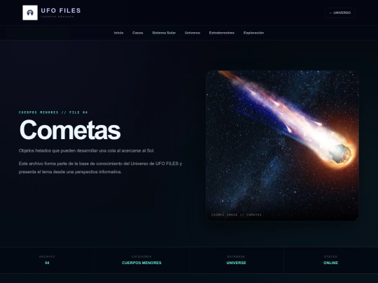 Ufo files/Paginas/Universo/cometas screenshot