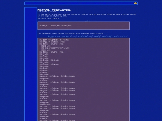 math/MathMLTemplates screenshot