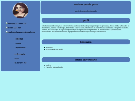 hoja de vida mariana screenshot