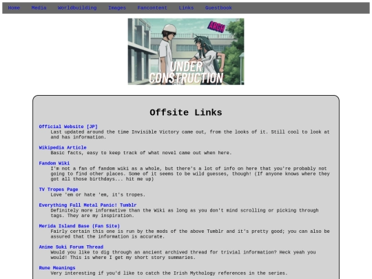 links screenshot