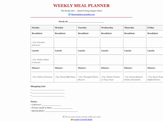 mealplanner screenshot