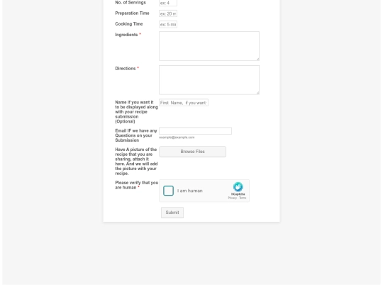 recipesubmission screenshot