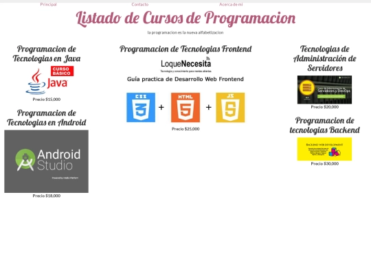 proyecto cursos/menu screenshot