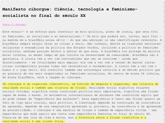 ciborgue/manifesto screenshot