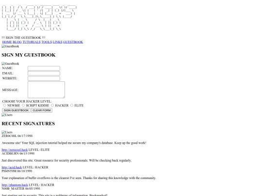 guestbook screenshot